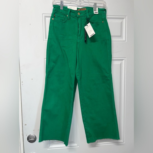 Judy Blue garmet dyed Kelly green high waist cropped jeans 5/27 - Picture 2 of 10